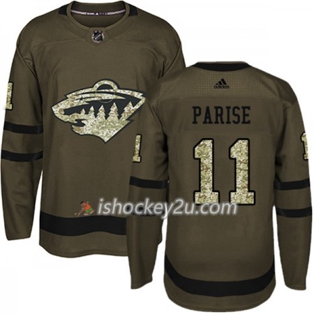 Mænd NHL Minnesota Wild Trøje Zach Parise 11 Adidas 2017-2018 Camo Grøn Authentic